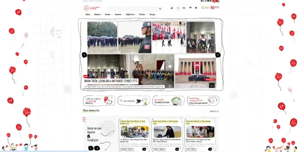 MEB'in internet sitesi 23 Nisan'a özel olarak çocuklar için yenilendi