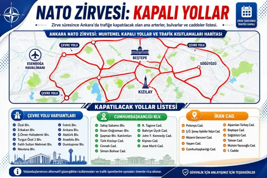 13 gün boyunca bazı yollar trafiğe kapatılacak