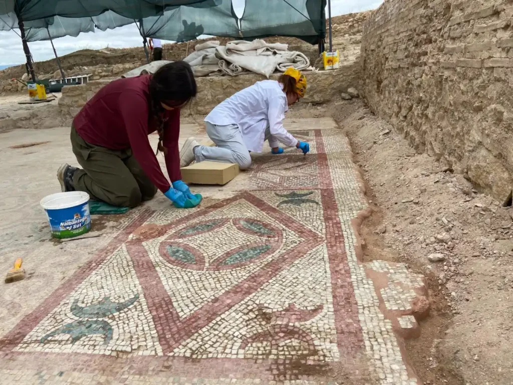 105 metrekarelik mozaik ve Eros başı bulundu