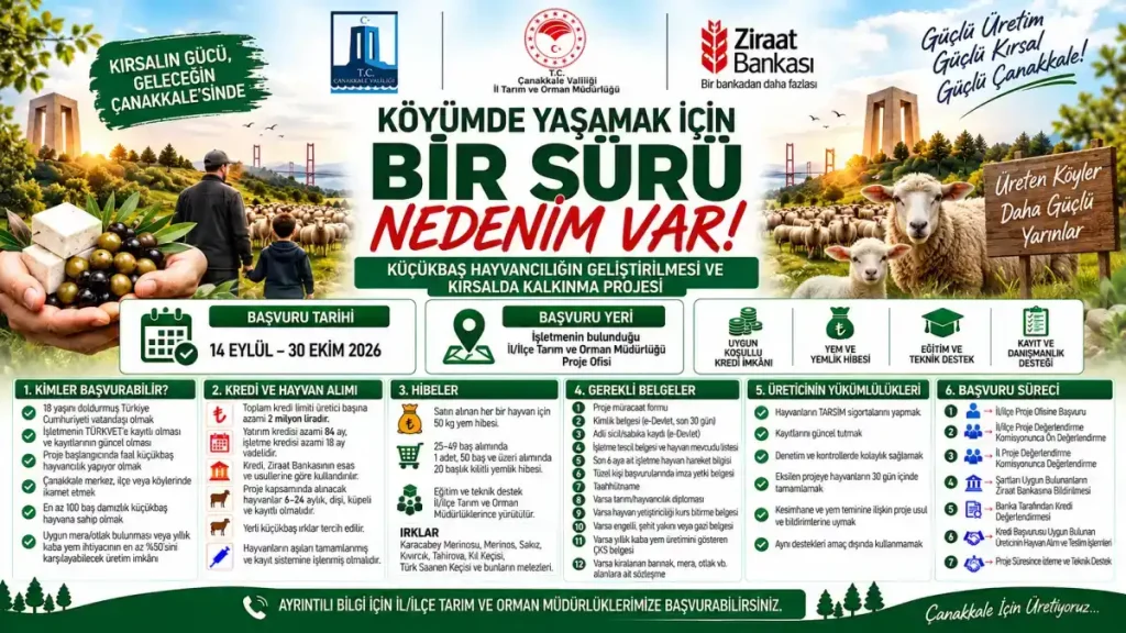 Çanakkale'li küçükbaş hayvan yetiştiricilerine 2 milyon liralık kredi fırsat